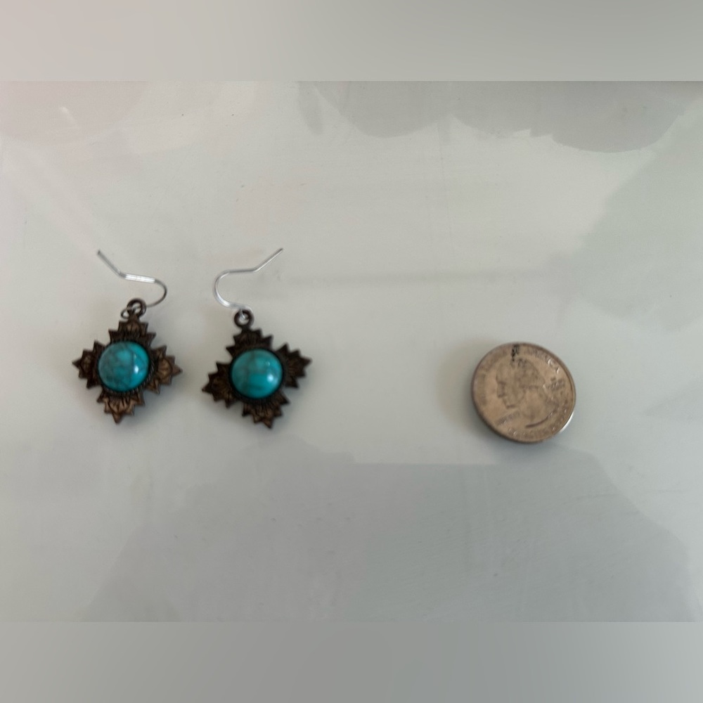 Western Cross Earrings with Turquoise